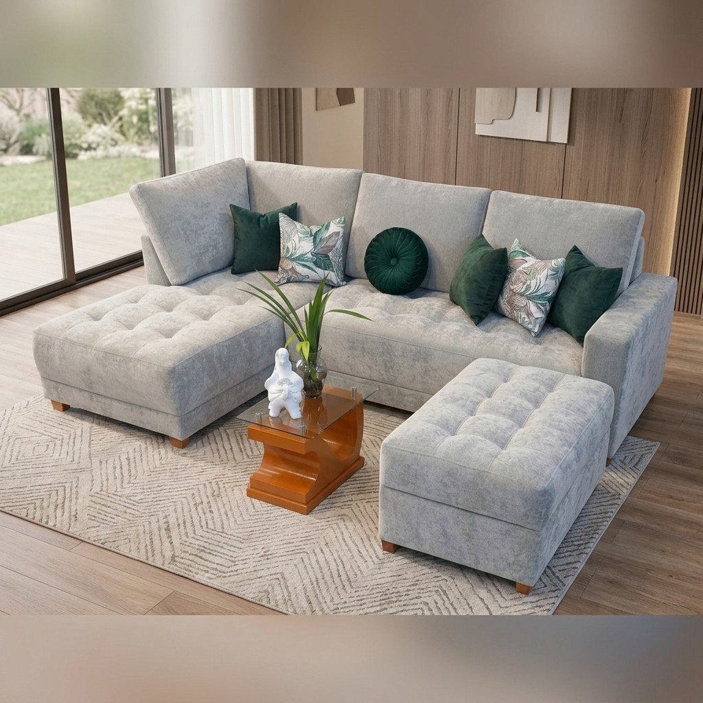 Juego de Sala Seccional Pocket Almohadón 3 Piezas Gris