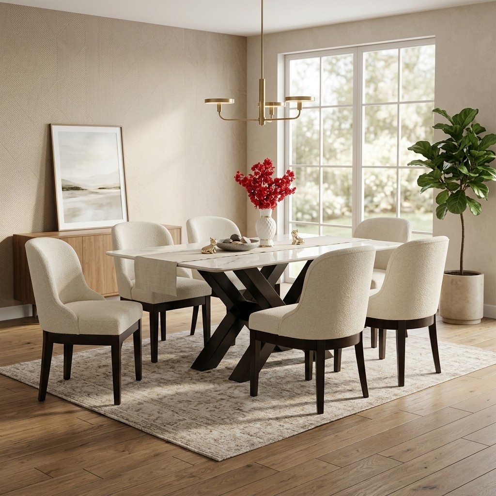 Juego de Comedor de 6 Sillas Modelo W Piedra Sinterizada