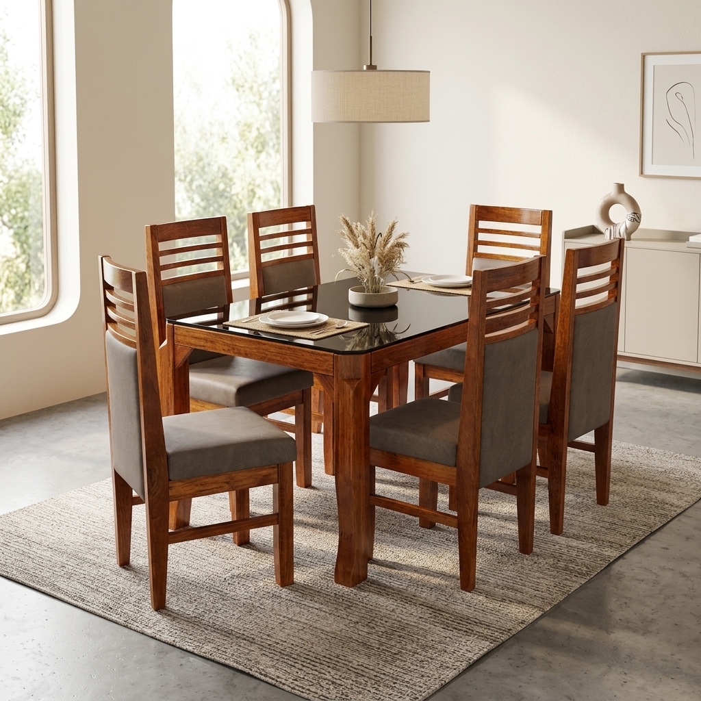 Juego de Comedor Moderno 6 Sillas Cuero Pranna