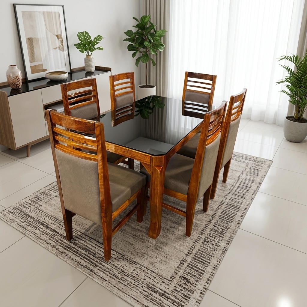 Juego de Comedor Moderno 6 Sillas Cuero Pranna