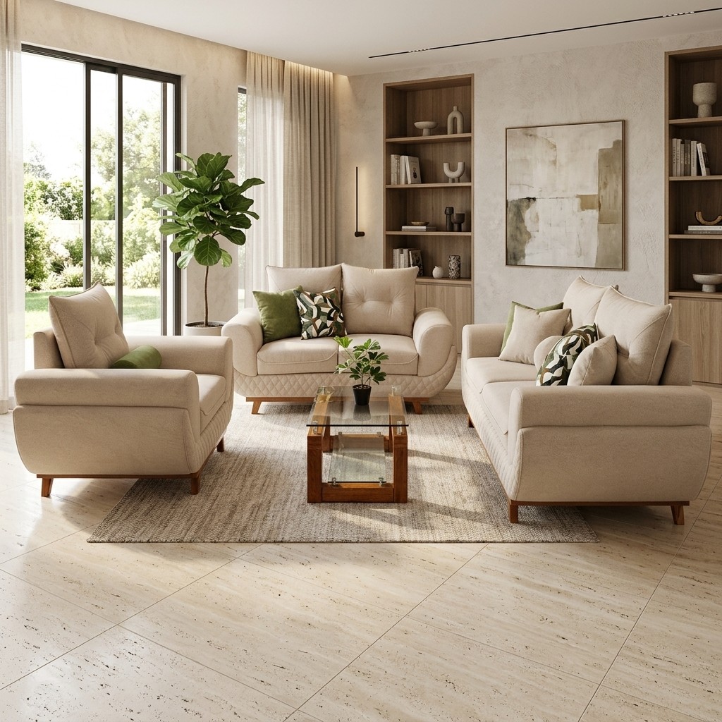 Juego de Sala 3 2 1 Contemporáneo Beige