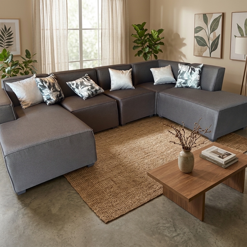 Sofá Modular Seccional Cuadrado Grau Gris Oscuro