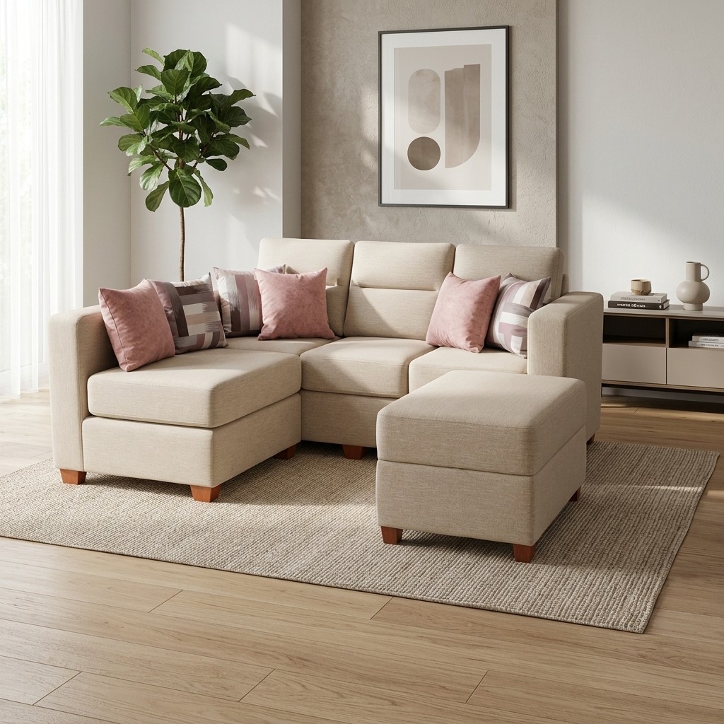 Juego De Sala Seccional Compacta Bilbao Beige