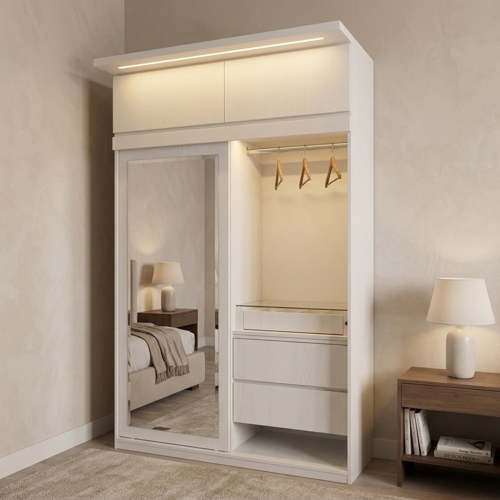 Ropero Closet Moderno Iluminado Con Zapatera Y Espejo