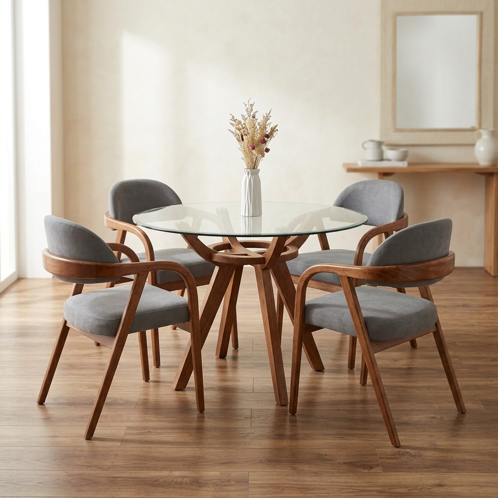 Juego de Comedor Kaory 4 Sillas Madera Tornillo