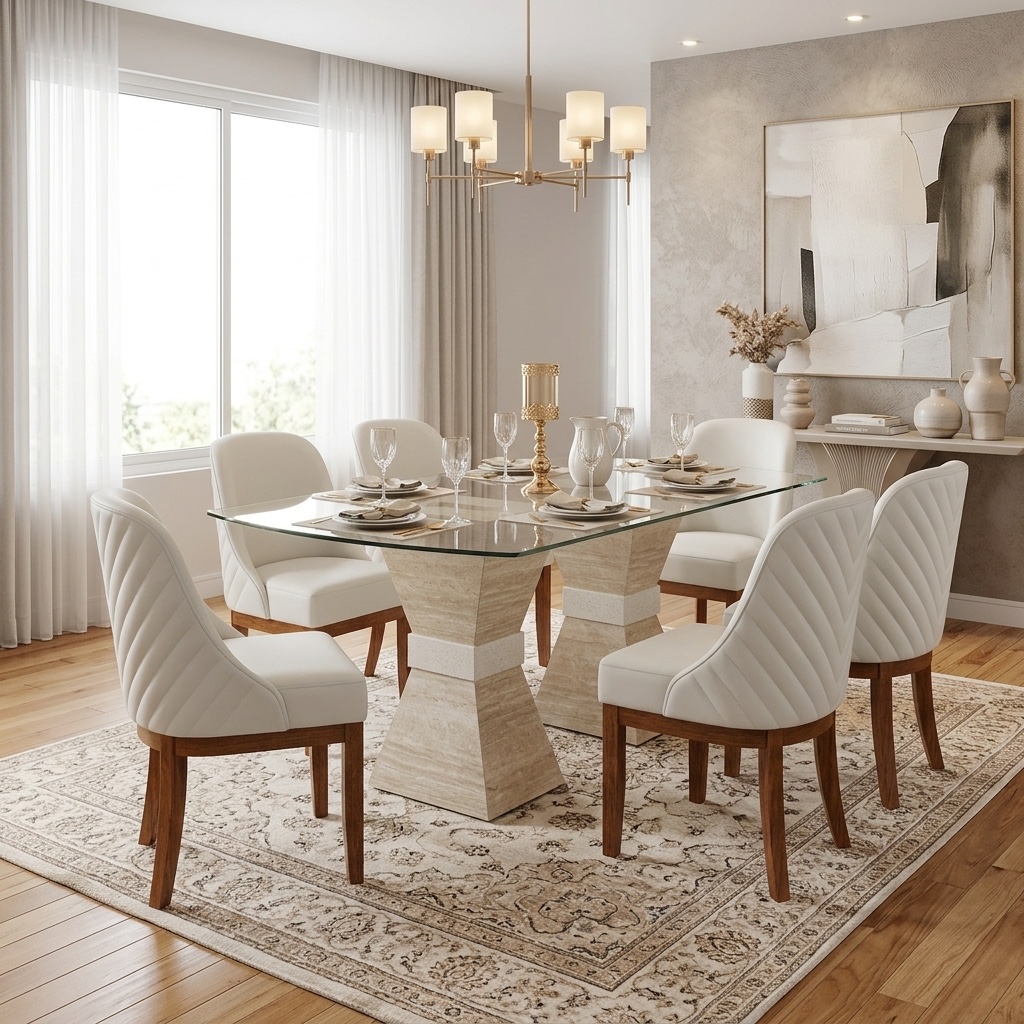 Juego de Comedor Elegance 6 Sillas Pranna Vidrio Biselado