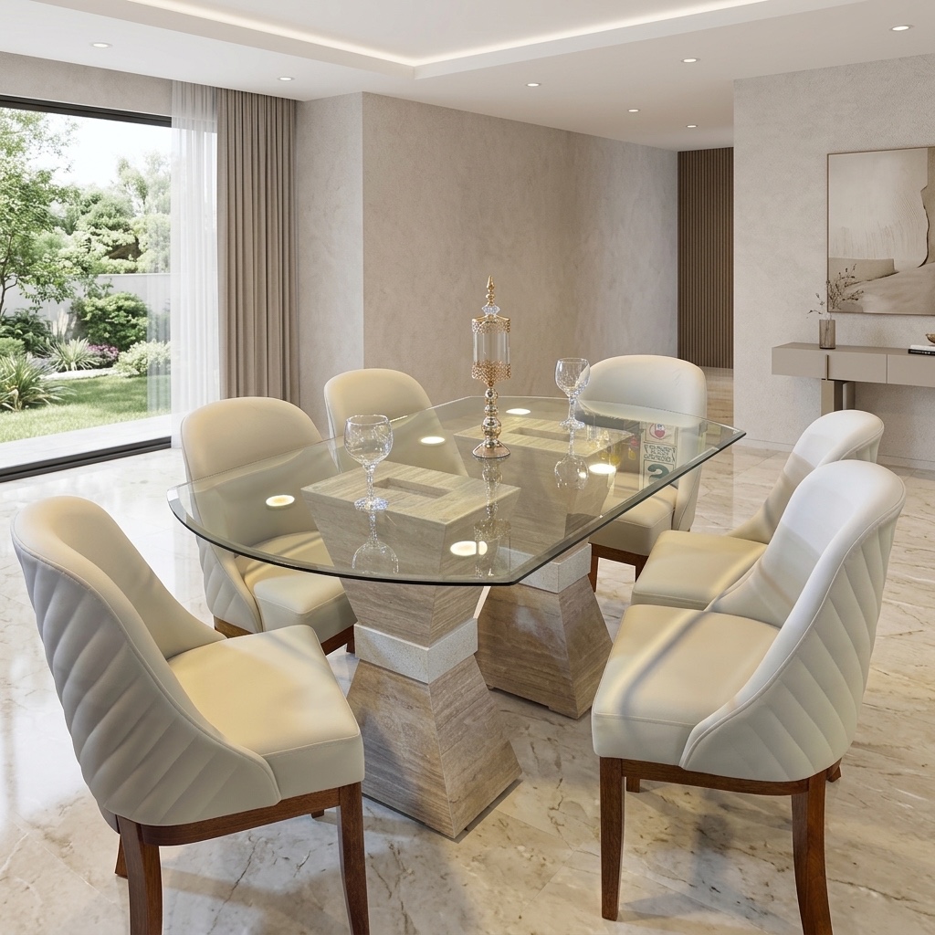 Juego de Comedor Elegance 6 Sillas Pranna Vidrio Biselado