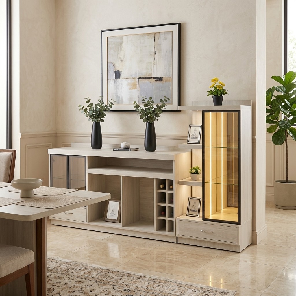 Mueble De Tv 70 Moderno Con Bar Y Luces Led
