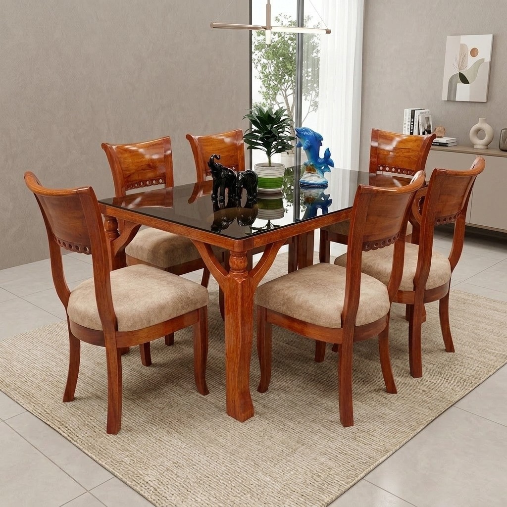 Juego De Comedor 6 Sillas Arito Madera Tornillo Natural