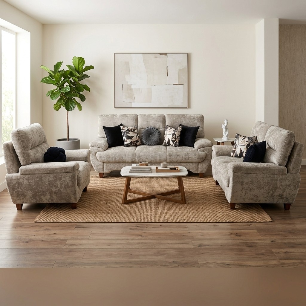 Juego De Sala 3-2-1 Confort Beige Oscuro
