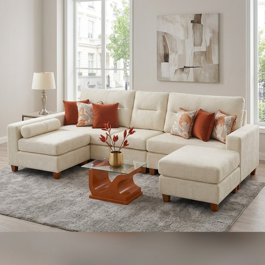 Sofá Modular Multifuncional Seccional Beige