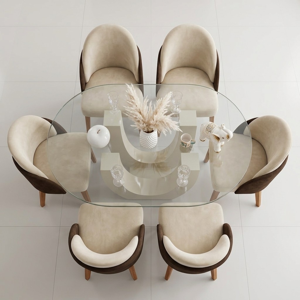 Juego de Comedor 6 Sillas Doble Respaldo Cuero Prana