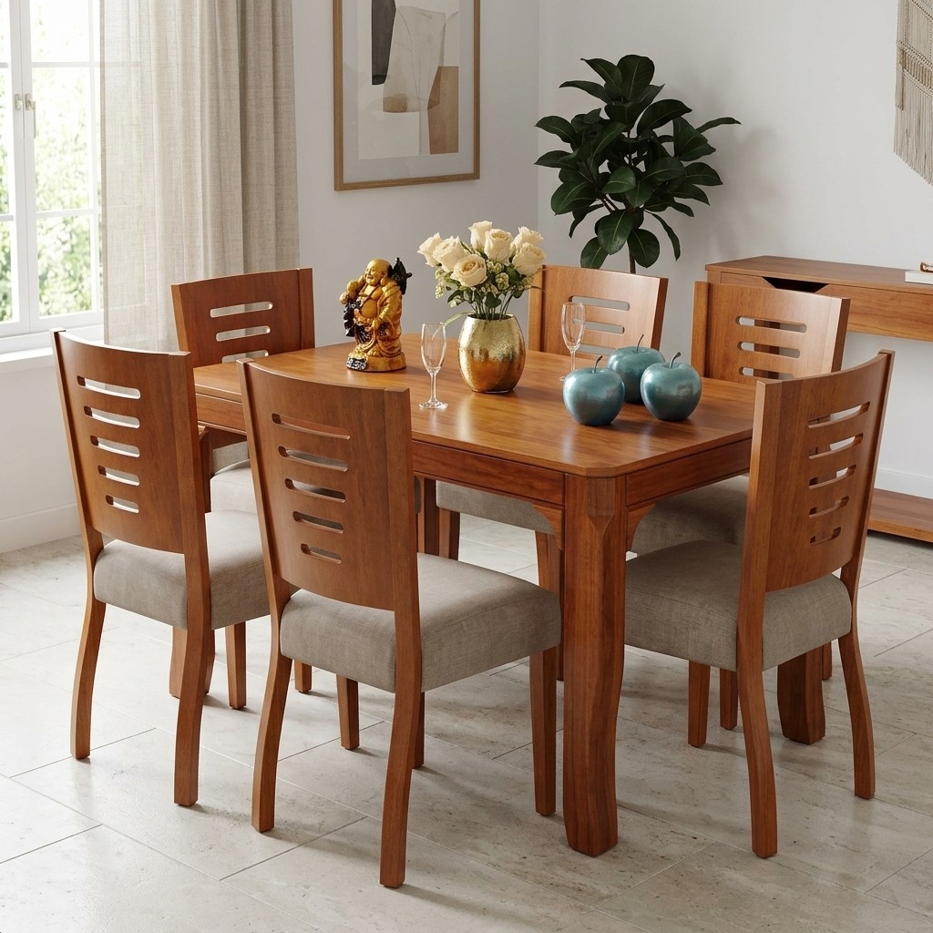 Juego De Comedor De Madera 6 Sillas Elegante