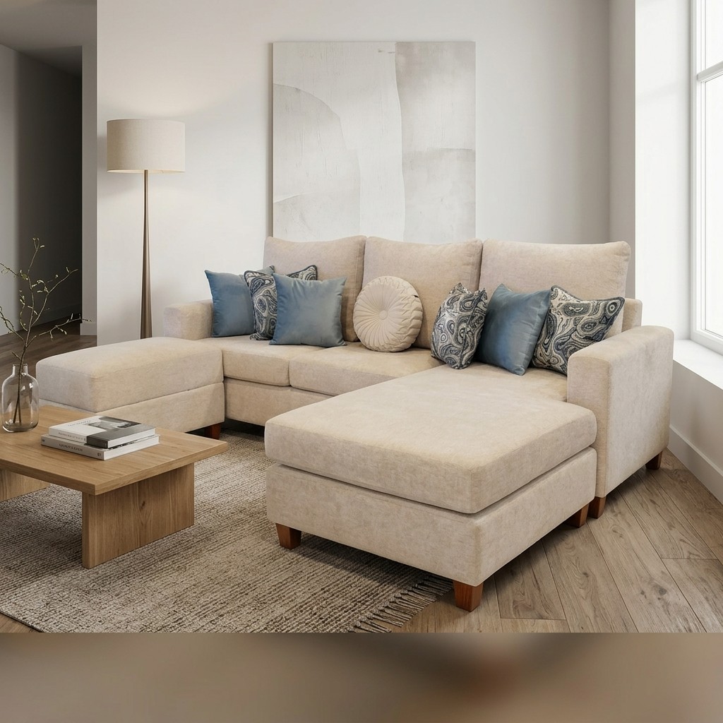 Juego De Sala Seccional Contemporáneo Beige Sofía