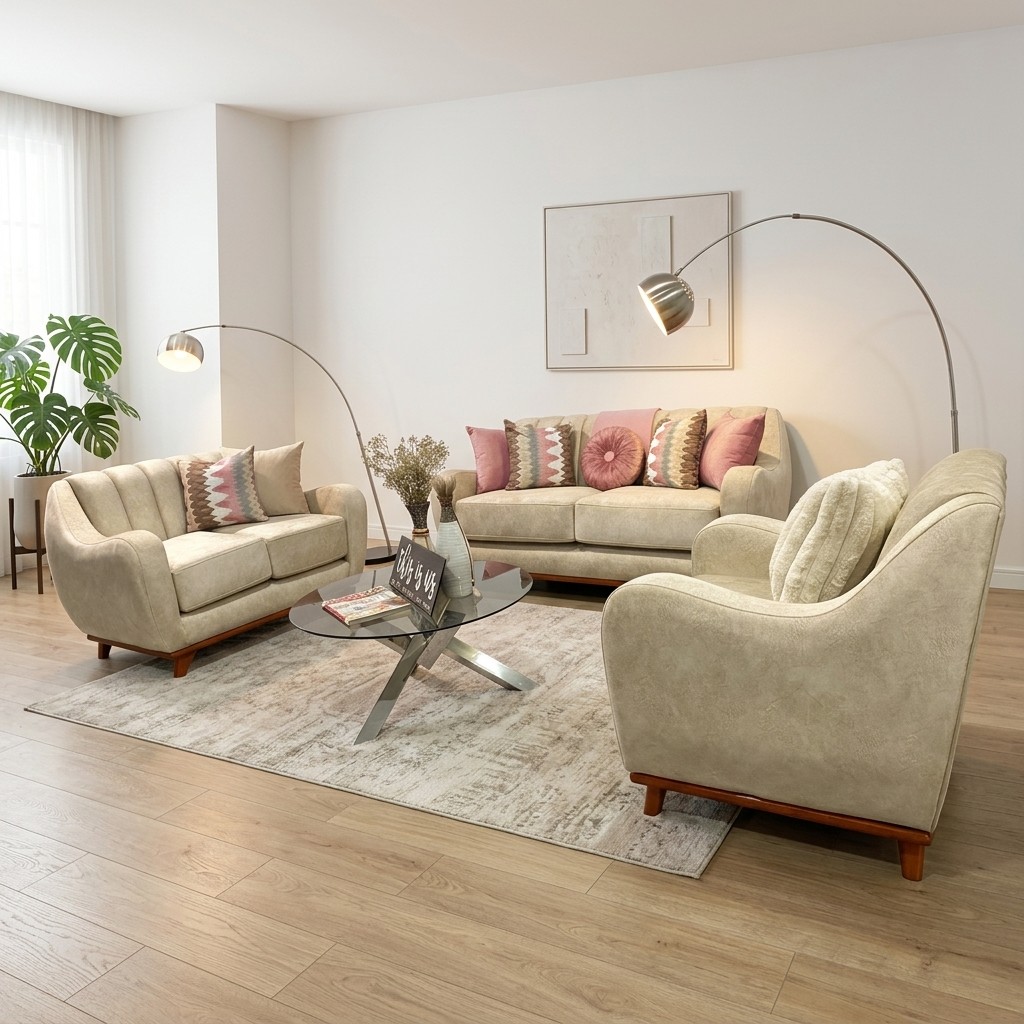 Juego de Sala 3+2+1 Vintas Beige