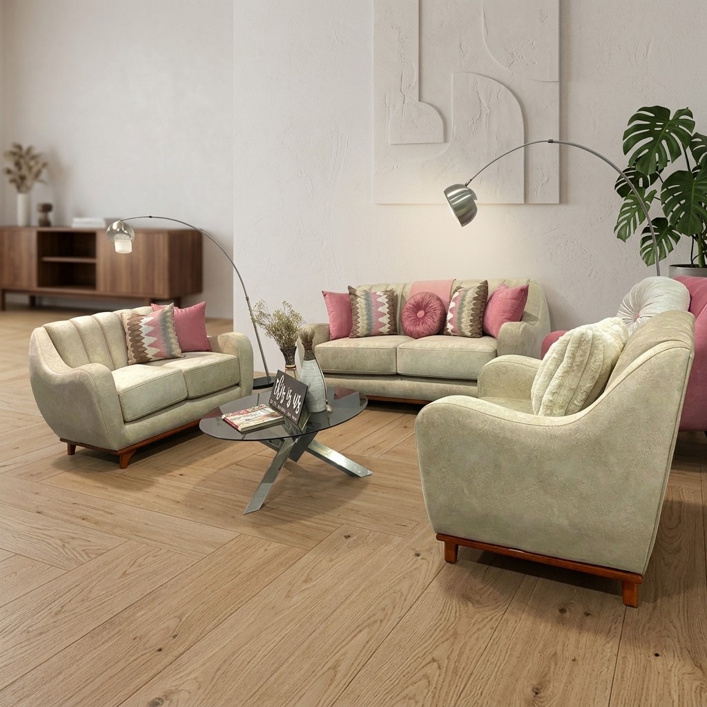 Juego de Sala 3+2+1 Vintas Beige