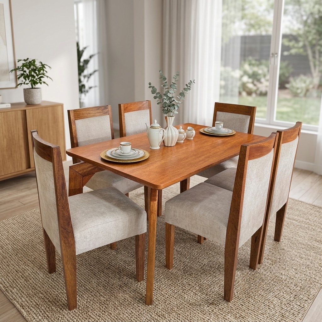 Juego de Comedor Marco 6 Sillas Base Flotante Madera