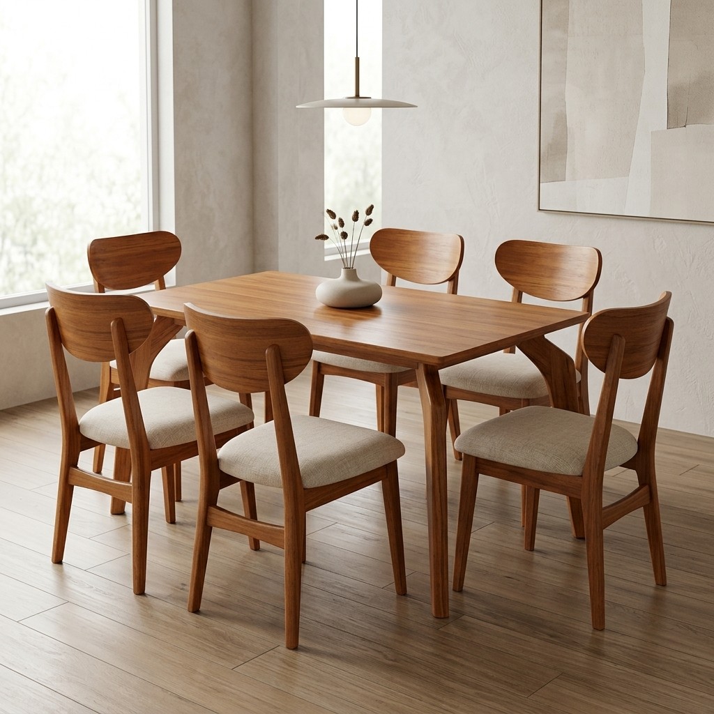 Juego De Comedor Moderno 6 Sillas Madera Tornillo