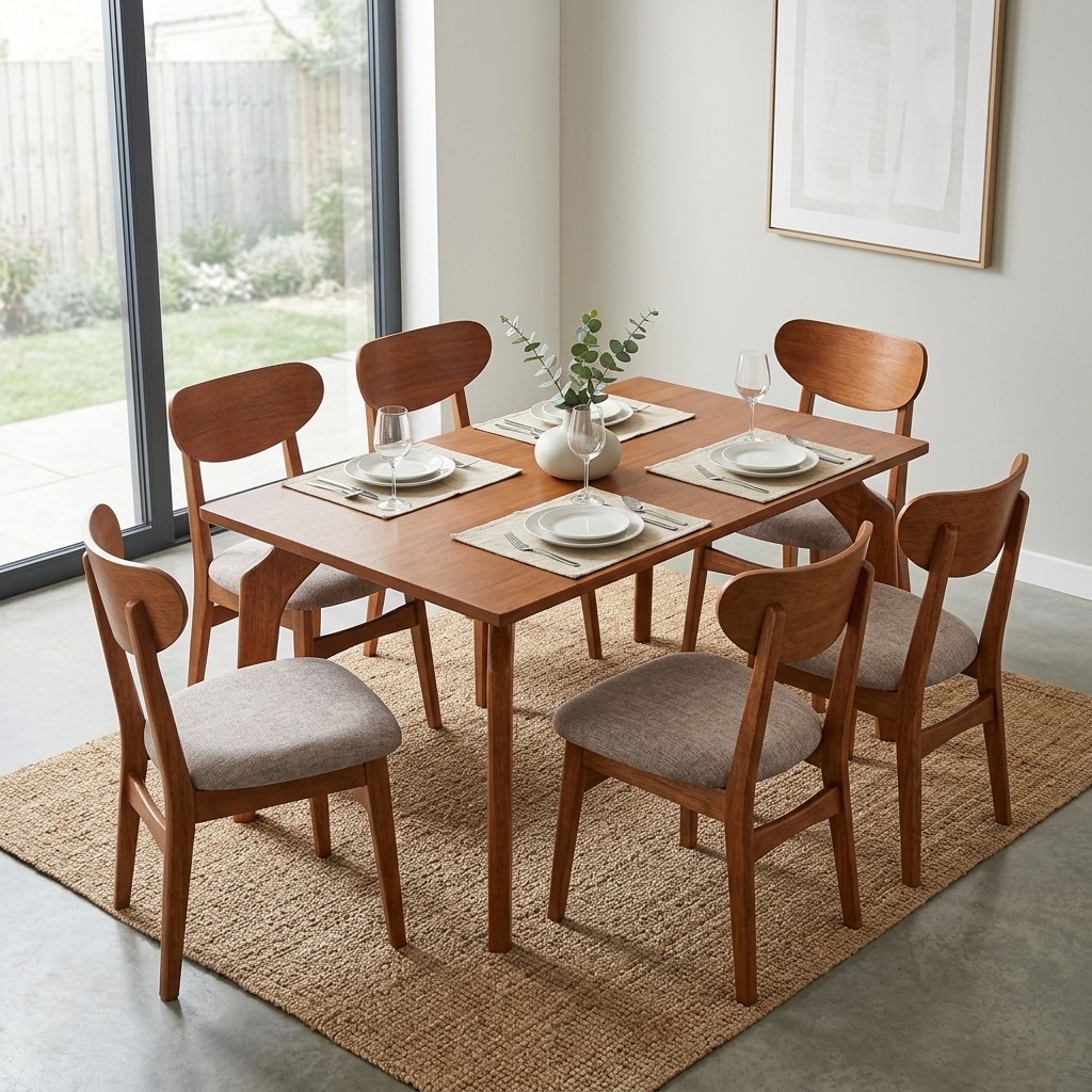 Juego De Comedor Moderno 6 Sillas Madera Tornillo