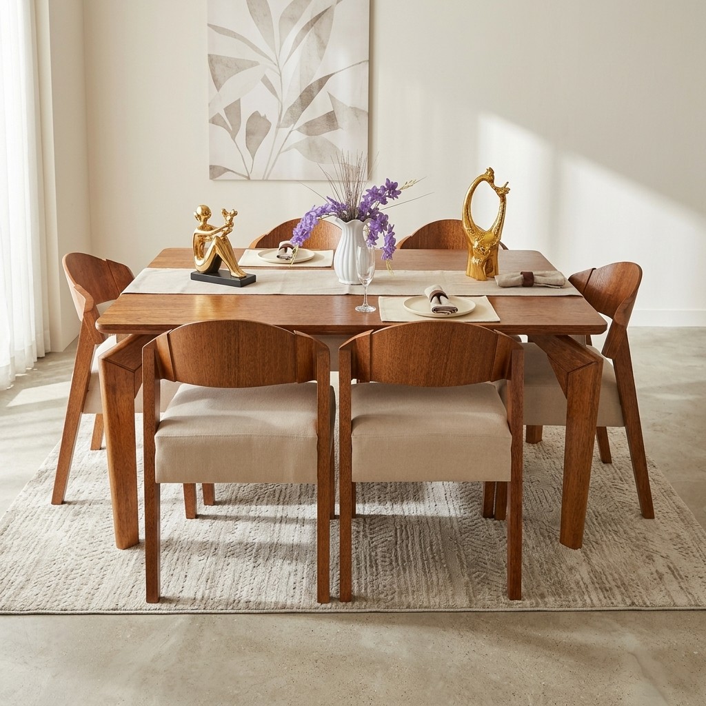 Juego De Comedor Moderno De Madera 6 Sillas