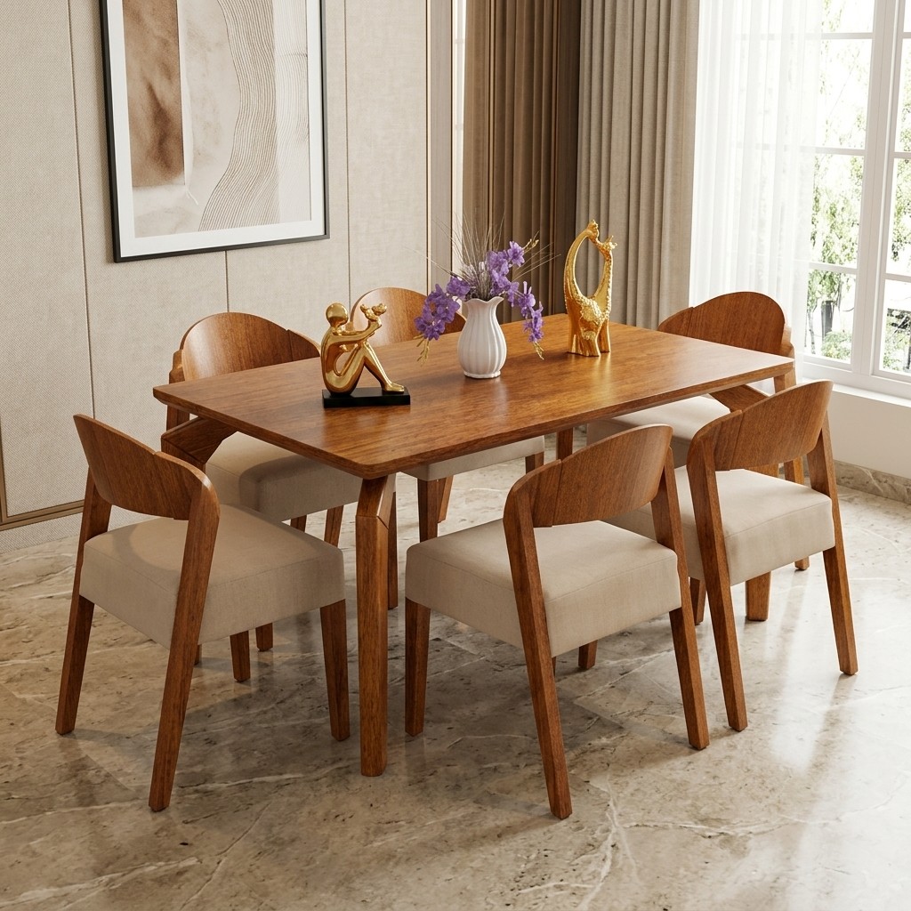 Juego De Comedor Moderno De Madera 6 Sillas