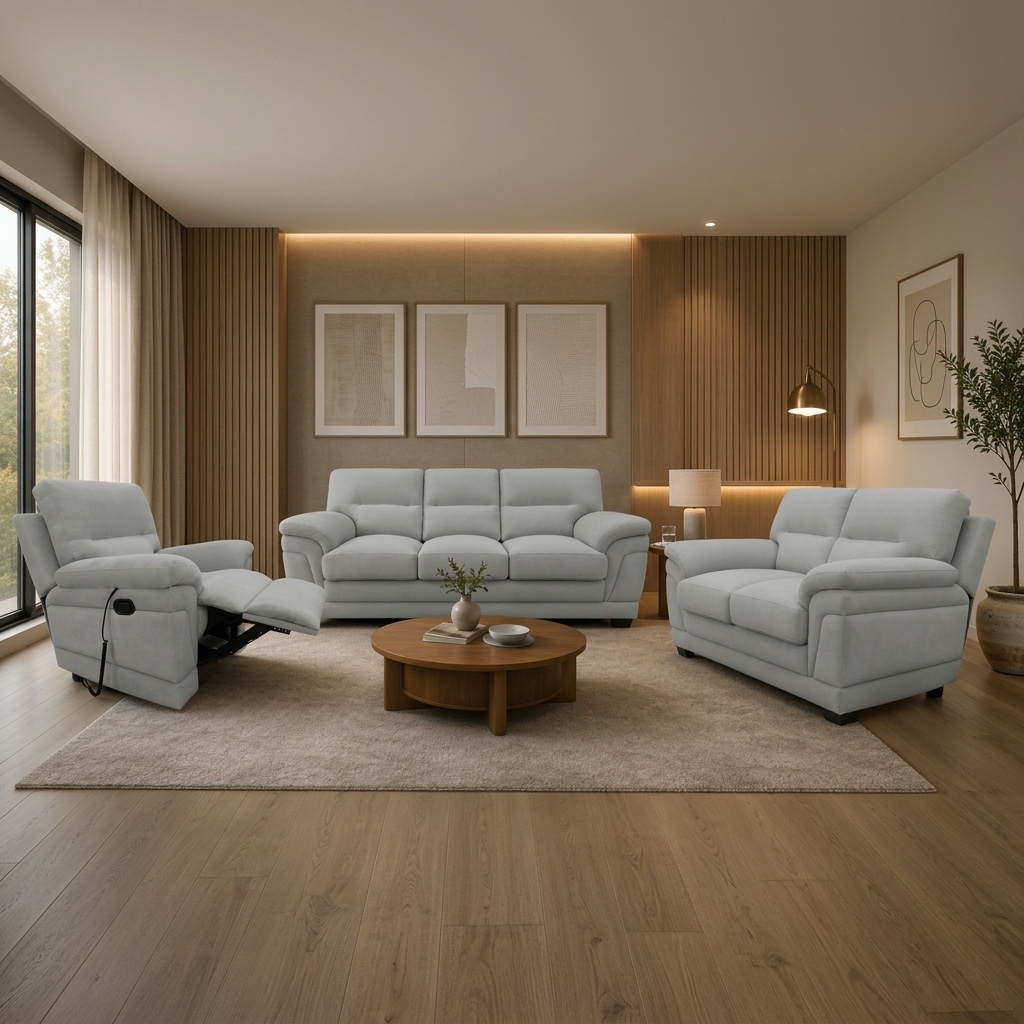 Juego de Sala Reclinable Boston 3+2+1 Gris