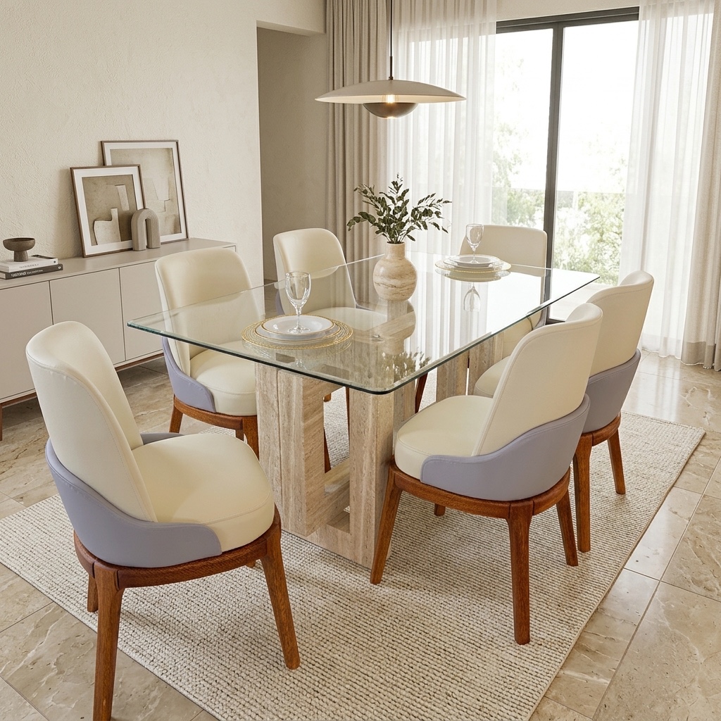 Juego de Comedor 6 Sillas Pranna con Base Mármol