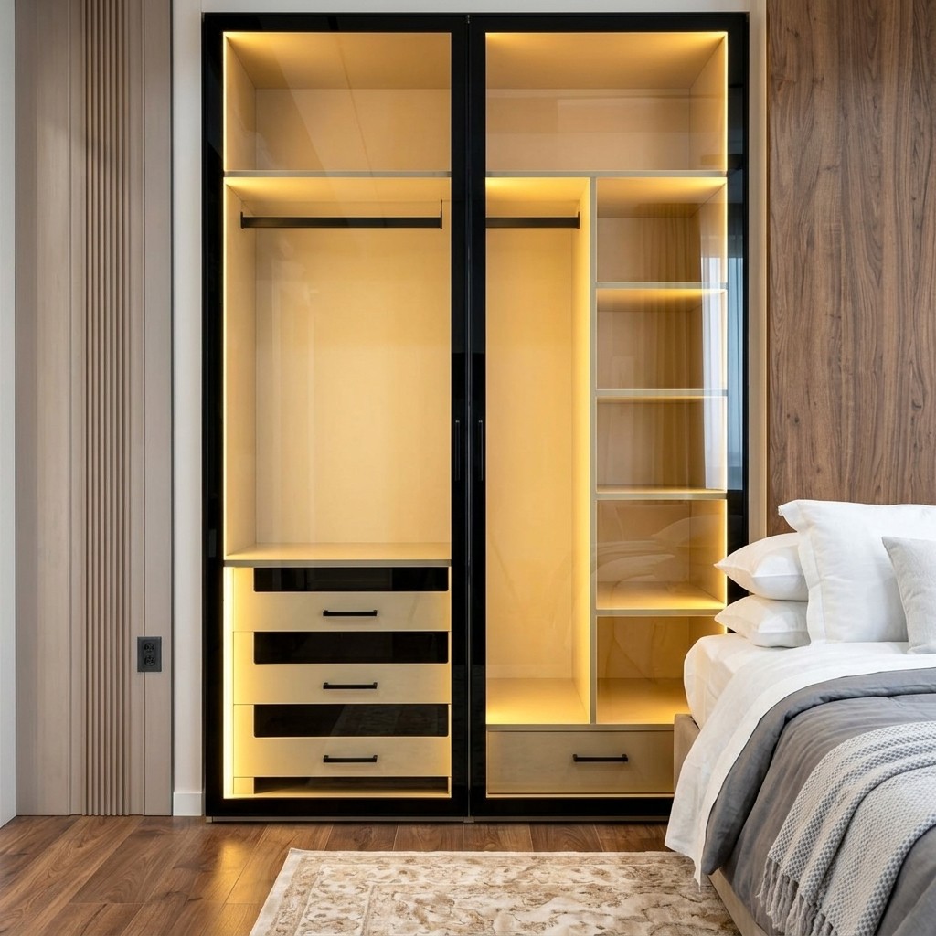 Ropero Closet Moderno con Iluminación LED y Vidrio