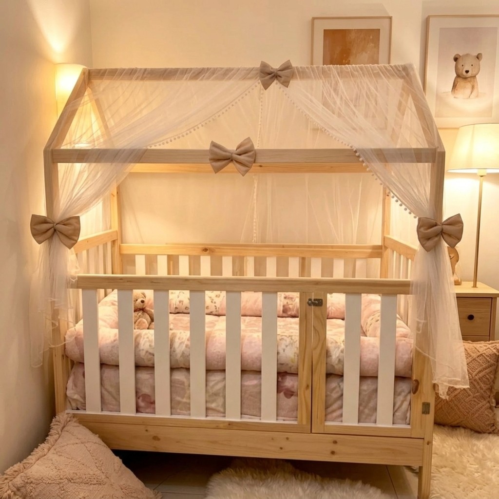 Cama Cuna Montessori Evolutiva Casita en Pino
