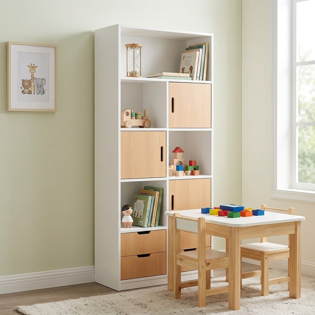 Set Infantil: Estante Organizador Y Mesa De Trabajo