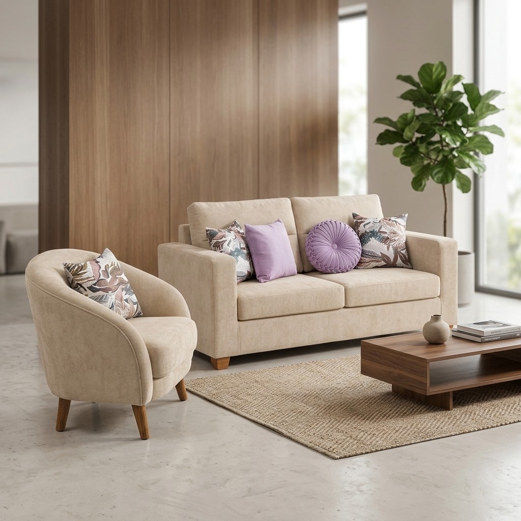 Juego De Sala Layla + Butaca Beige