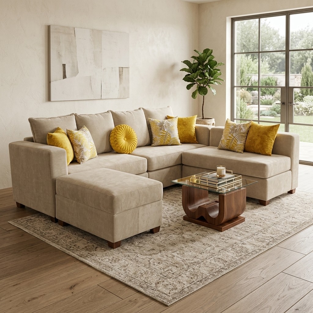 Juego De Sala Seccional Modelo Ruby Beige