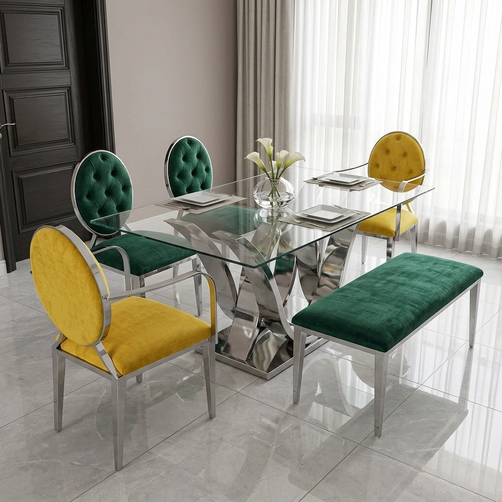 Juego De Comedor 6 Sillas De Acero Inoxidable