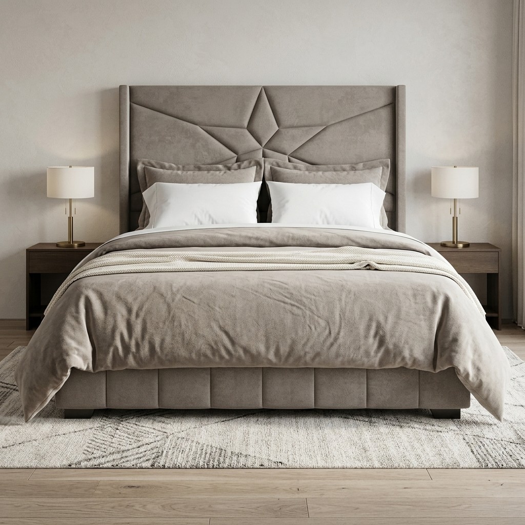 Cama Box Tarima Queen Modelo Estrella Tapizada