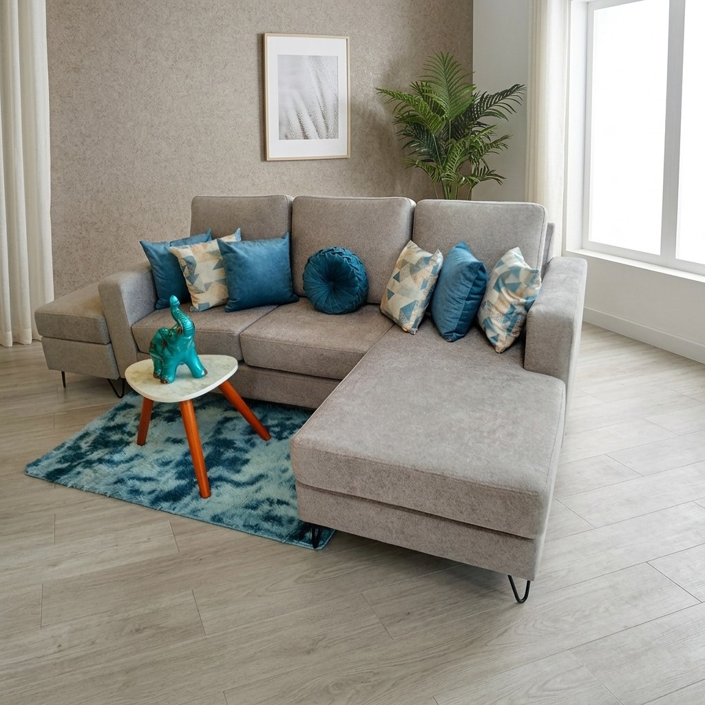 Sofá Seccional Moderno en L con Chaise Longue