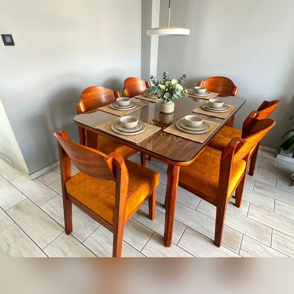 Juego De Comedor Palmera 6 Sillas En Madera Tornillo