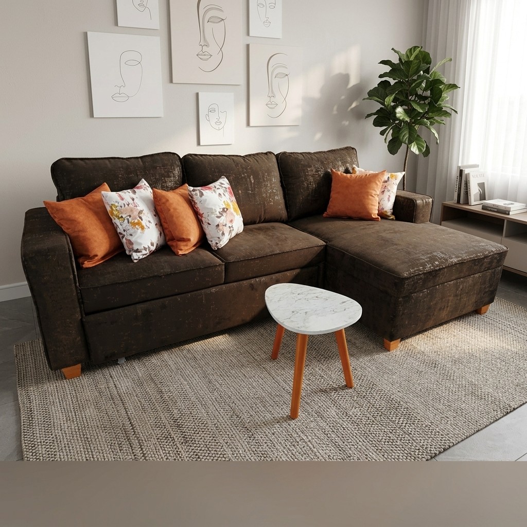Sofá Cama Seccional Multifuncional Confort Marrón