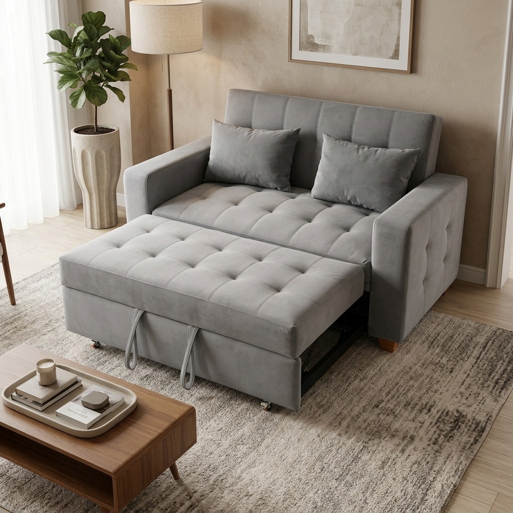 Sofá Cama Extensible Moderno 2 Cuerpos Gris