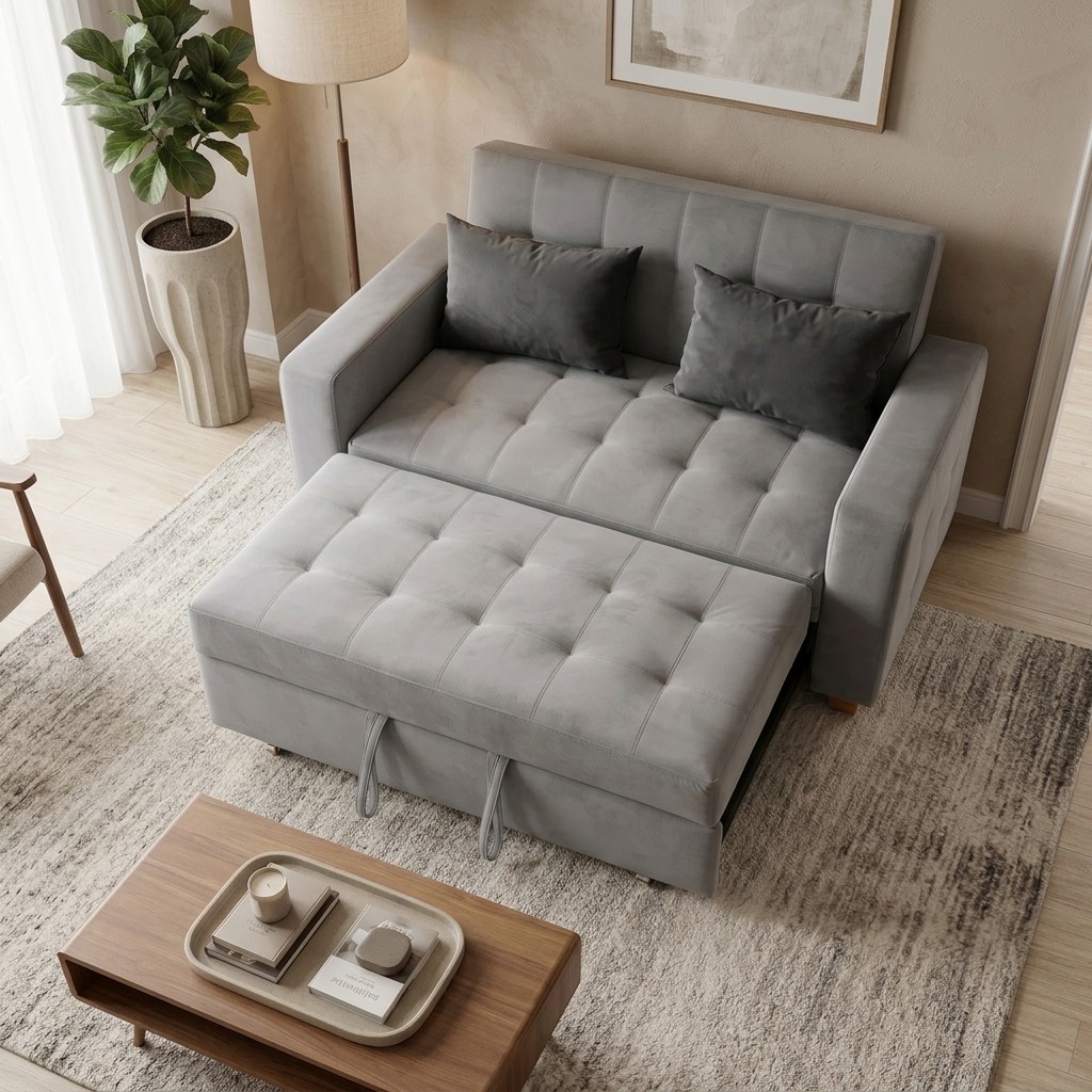 Sofá Cama Extensible Moderno 2 Cuerpos Gris
