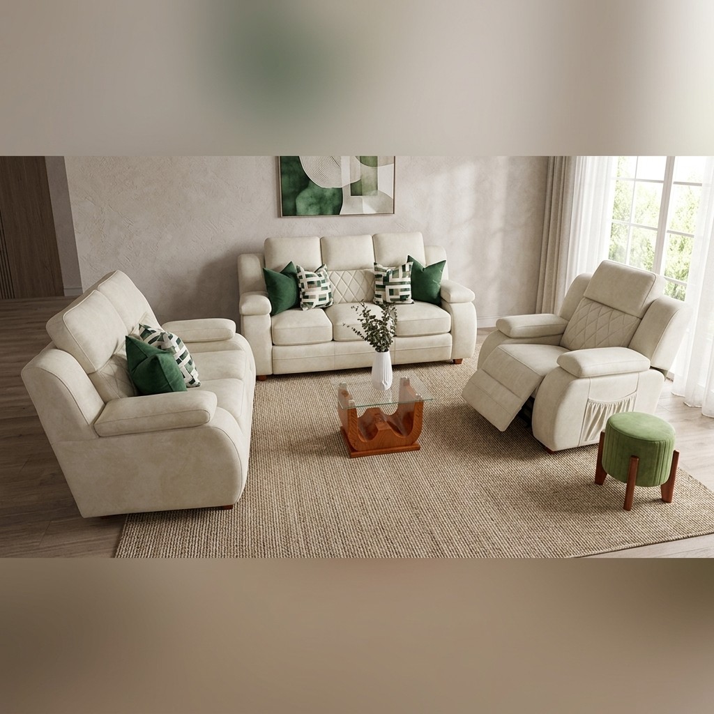 Juego de Sala 3-2-1 Reclinable Confort Beige