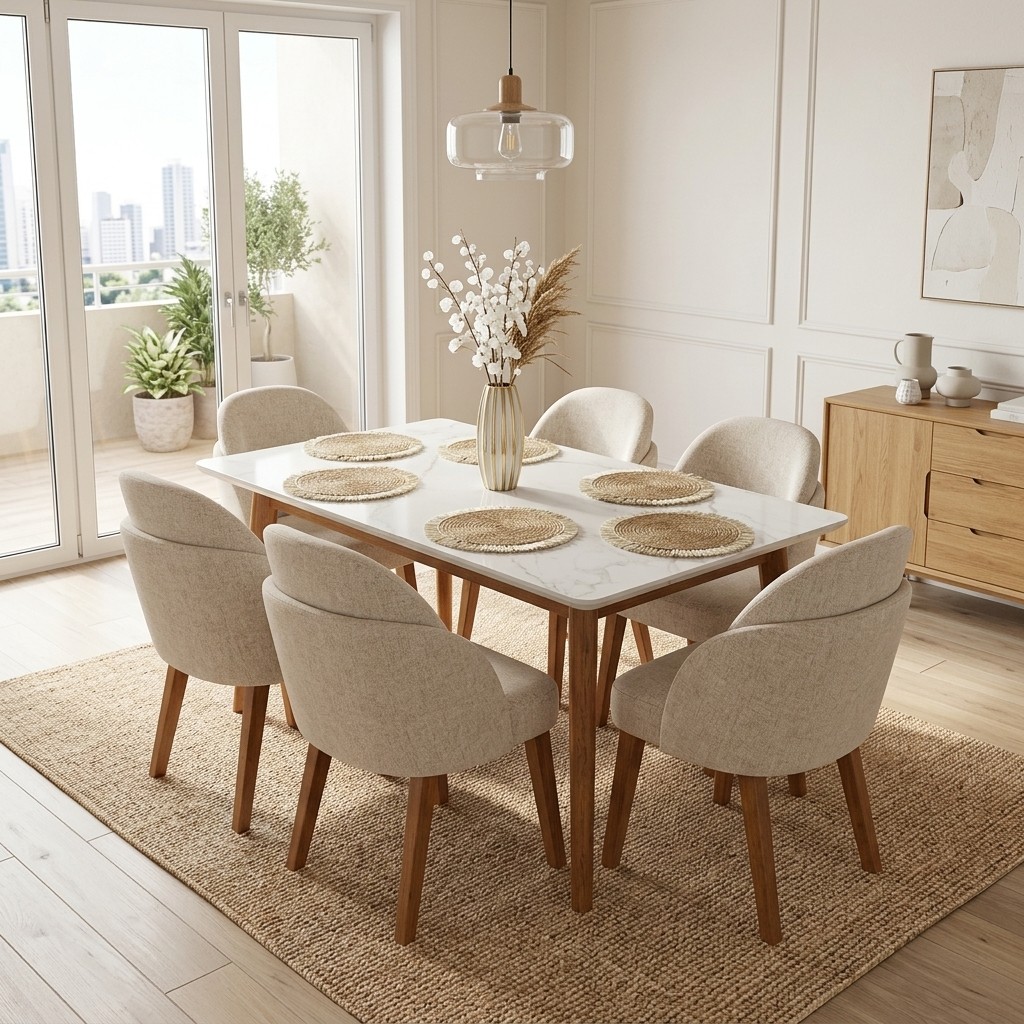 Juego de Comedor 6 Sillas Piedra Sinterizada Elegance