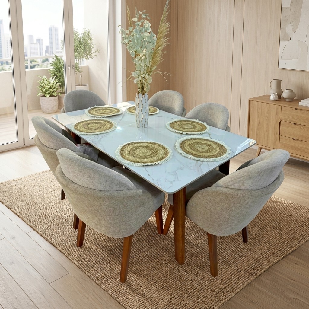 Juego de Comedor 6 Sillas Piedra Sinterizada Elegance