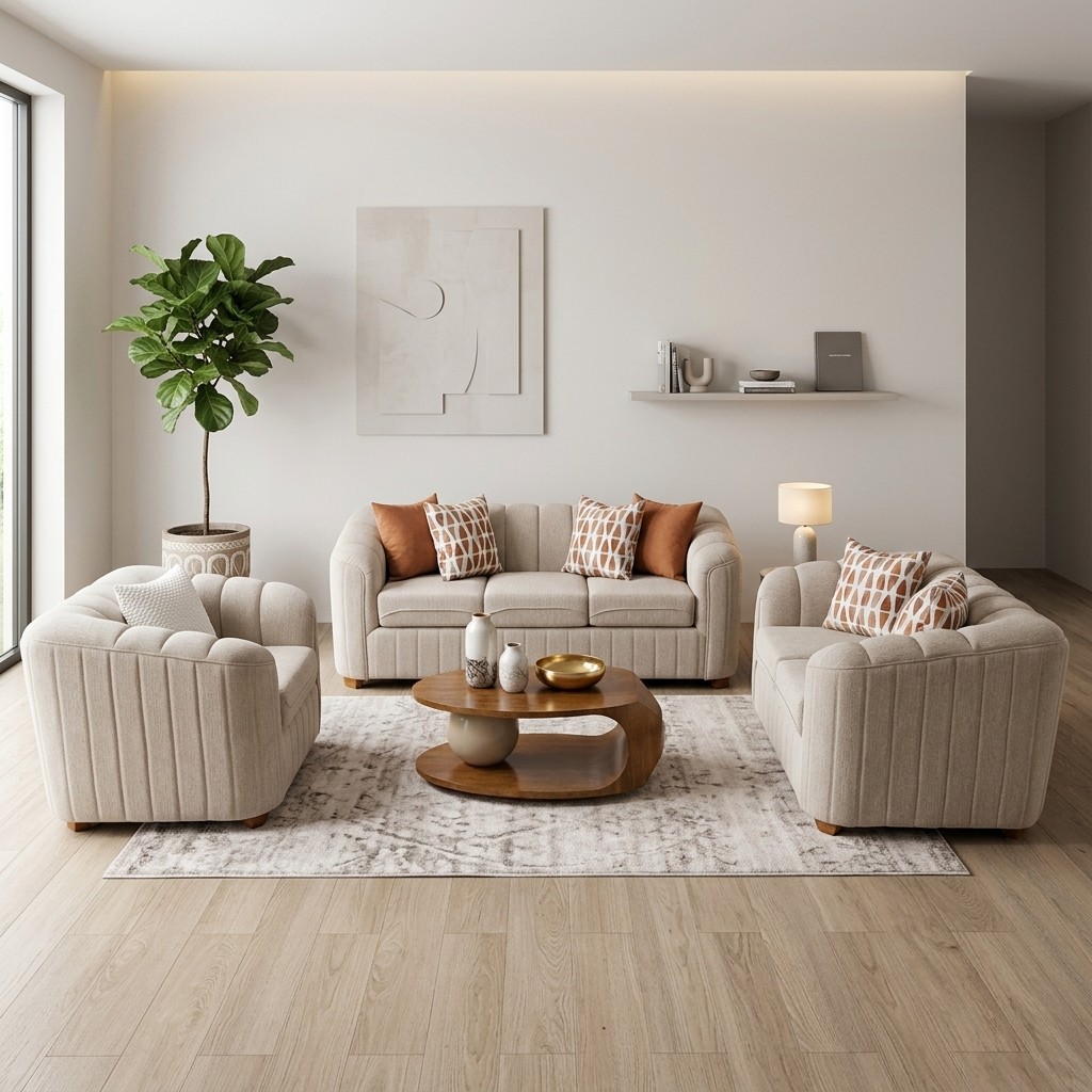Juego de Sala 3-2-1 Contemporáneo Beige