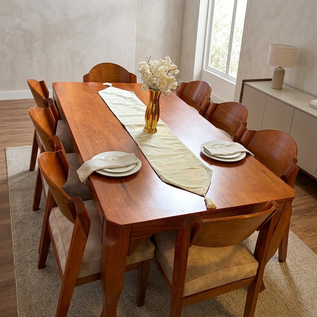 Juego de Comedor de Madera Maciza de 8 Sillas
