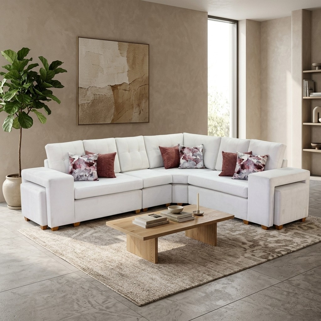 Juego de Sala Seccional Modular Confort Blanco