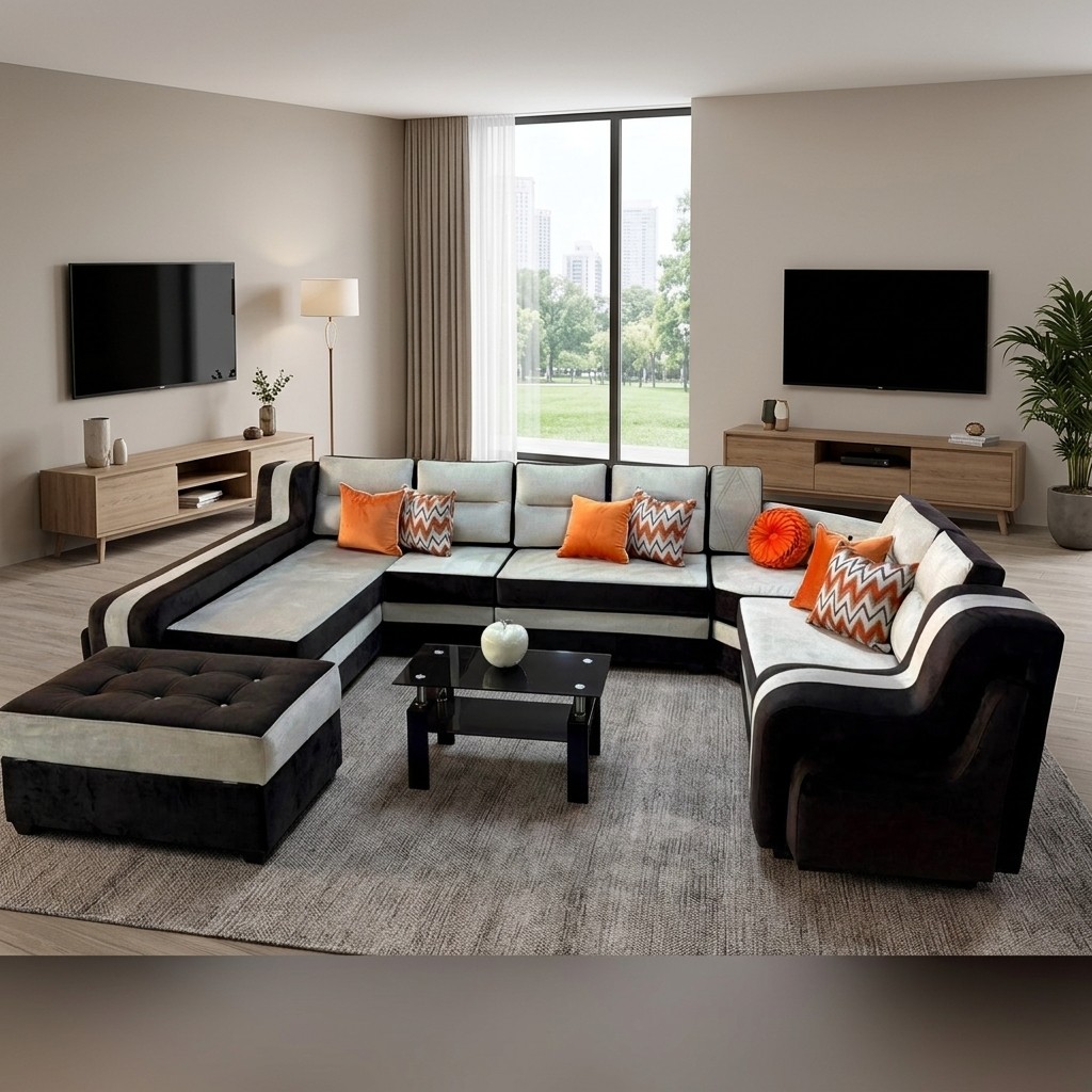 Juego de Sala Modular Caballito Bicolor con Otomana