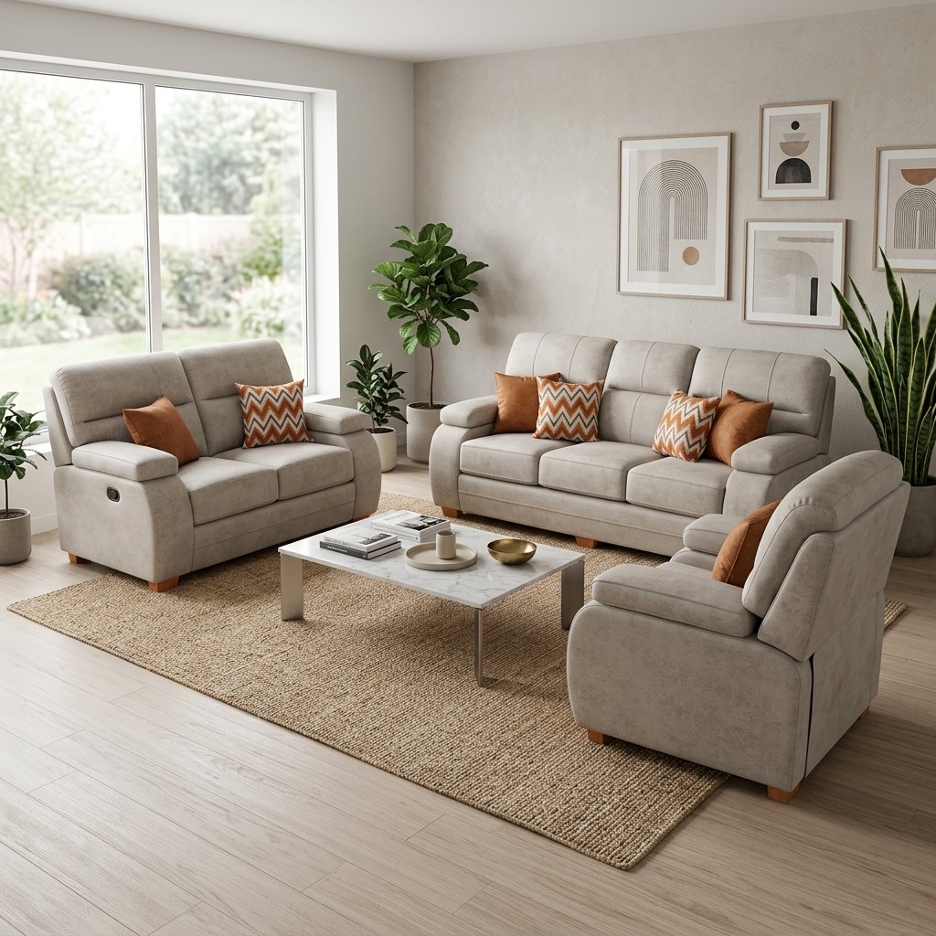 Juego de Sala Reclinable 3-2-1 Confort Beige