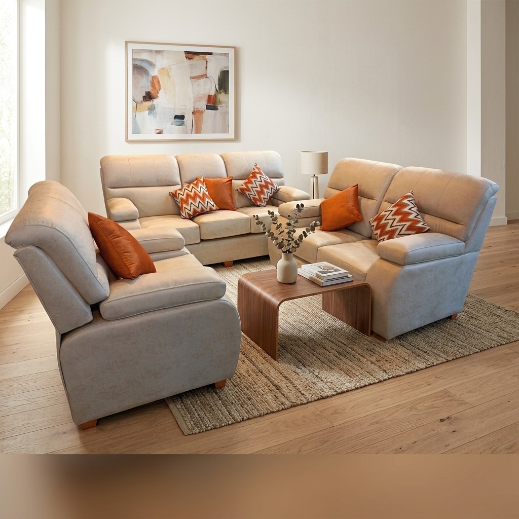 Juego de Sala Reclinable 3-2-1 Confort Beige