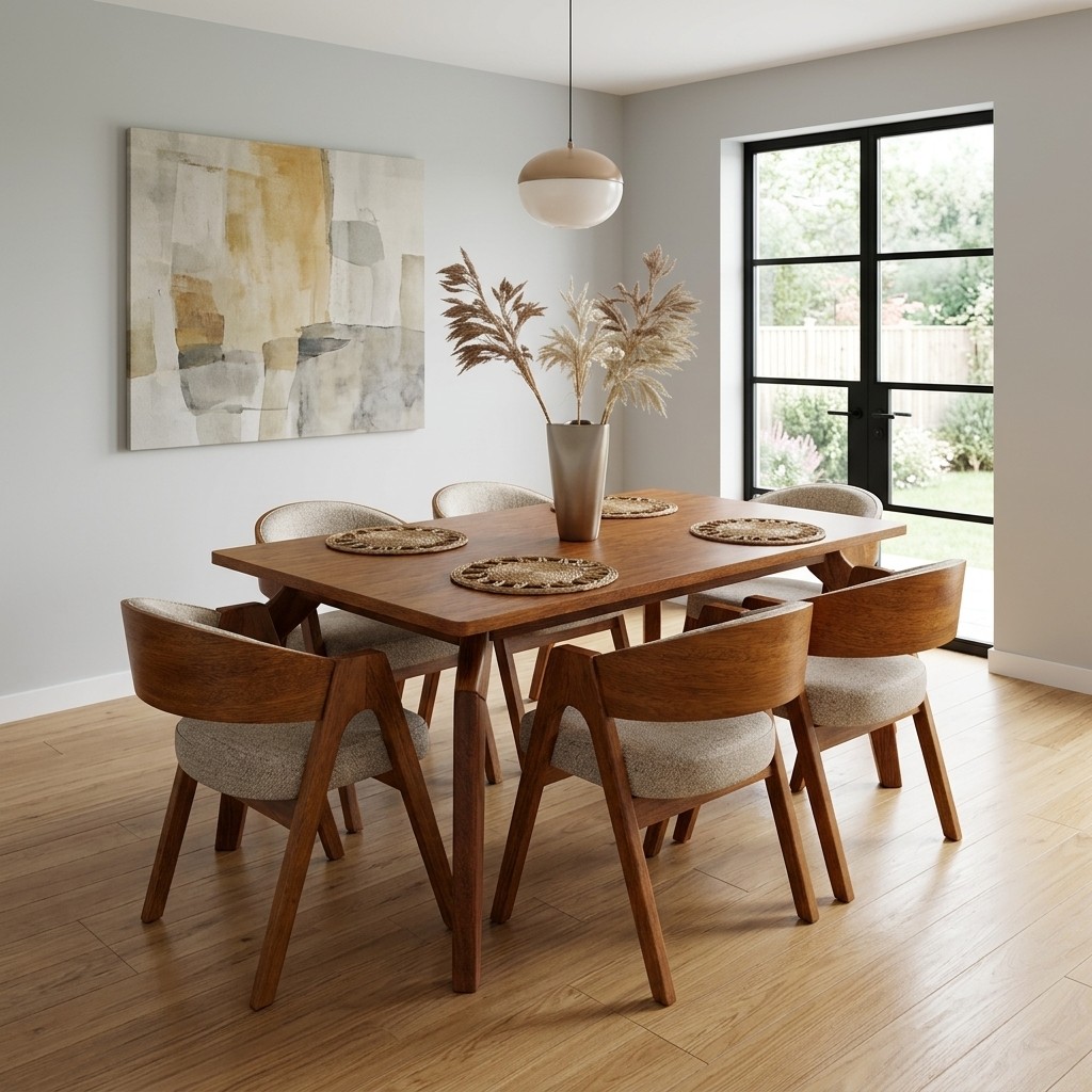 Juego de Comedor Moderno de 6 Sillas en Madera