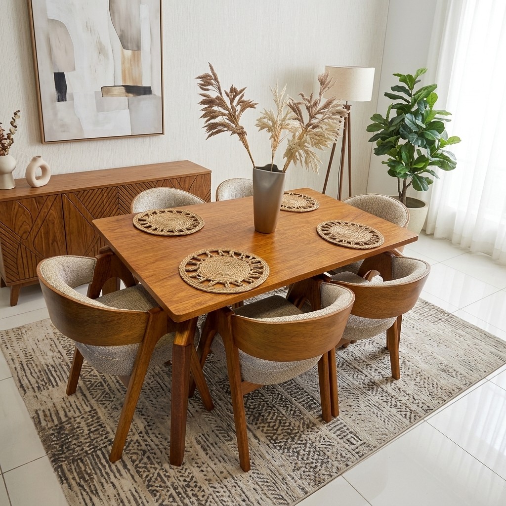 Juego de Comedor Moderno de 6 Sillas en Madera